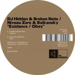 DJ Hidden & Broken Note/Niveau Zero & Balkansky - Existence/Obey - 12" Vinyl