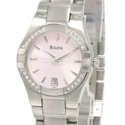 Bulova Light Pink Dial Stainless Steel Women's Watch 96R17