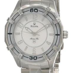 New Bulova Marine Star 36MM Silver MOP Dial SS Women's Watch 96L145