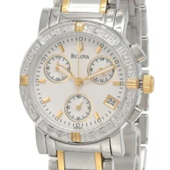 New Bulova White Dial 30MM 2-Tone SS Women's Watch 98R98