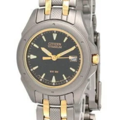 CITIZEN Black Dial 2-Tone Titanium Women's Watch EU1060-61E