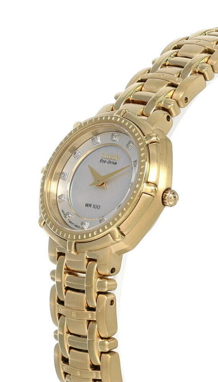 CITIZEN Eco Drive MOP Dial Gold-Tone SS Women's Watch EW9152-50D 2 CITIZEN Eco Drive MOP Dial Gold-Tone SS Women's Watch EW9152-50D - Image 2