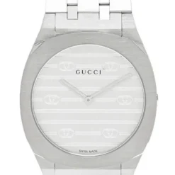 GUCCI 25H 30MM QTZ Stainless Steel Silver Dial Women's Watch YA163501