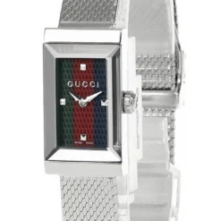 GUCCI G-Frame 14x25MM SS Green/Red/Blue Dial Women's Watch YA147510