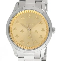 GUCCI G-Timeless 32MM Quartz S-Steel Gold Dial Women's Watch YA1265035