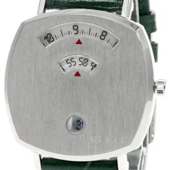 GUCCI Grip 35MM Stainless Steel Green Leather Women's Watch YA157406