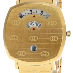 GUCCI Grip 38MM Quartz Stainless Steel Gold Dial Unisex Watch YA157409