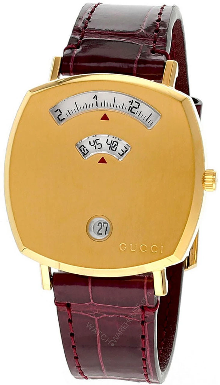 GUCCI Grip Date 35MM Quartz Brown Leather Women's Watch YA157402 1 GUCCI Grip Date 35MM Quartz Brown Leather Women's Watch YA157402