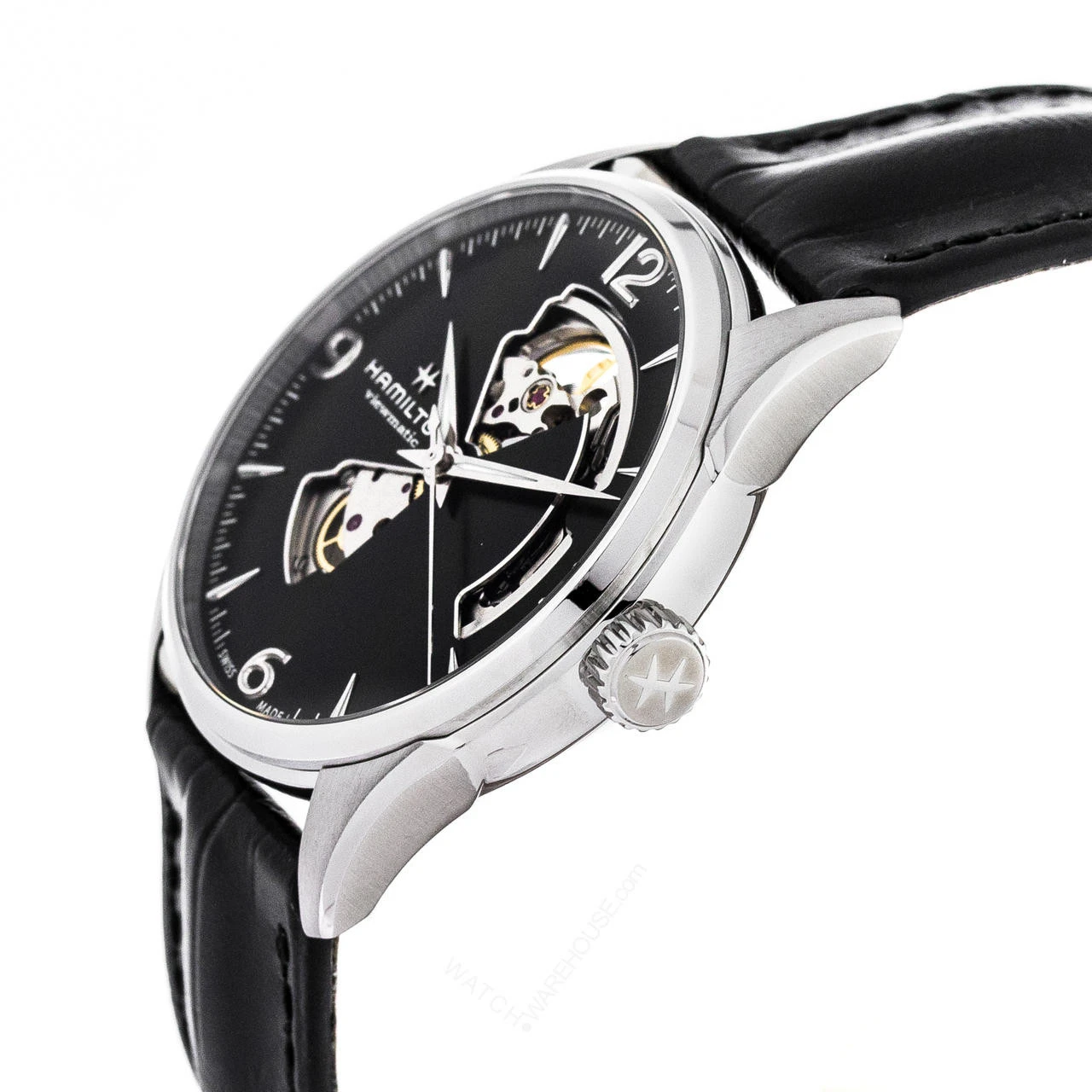 HAMILTON Jazzmaster Open Heart AUTO Black LTHR Men's Watch H32705731 2 HAMILTON Jazzmaster Open Heart AUTO Black LTHR Men's Watch H32705731 - Image 2