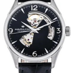 HAMILTON Jazzmaster Open Heart AUTO Black LTHR Men's Watch H32705731