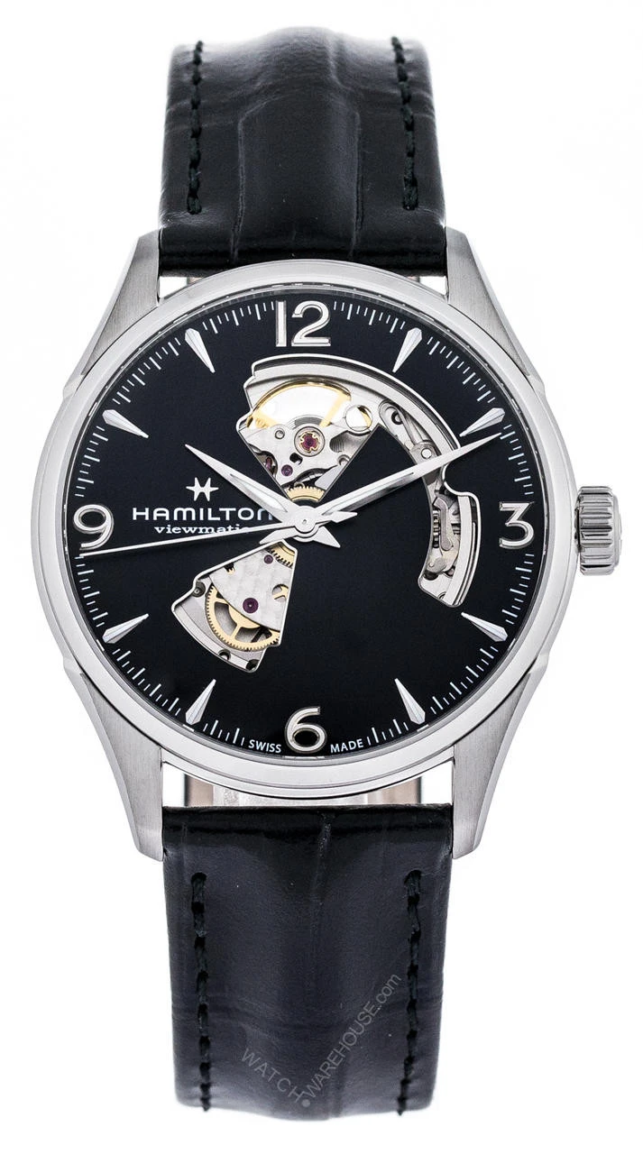 HAMILTON Jazzmaster Open Heart AUTO Black LTHR Men's Watch H32705731 1 HAMILTON Jazzmaster Open Heart AUTO Black LTHR Men's Watch H32705731