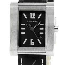 HAMILTON Square Black Dial Leather 28 X 34MM Quartz Vintage Watch H000032L