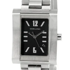 HAMILTON Square Black Dial Stainless Steel Vintage Watch H000032S