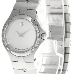 MOVADO 27MM Quartz SS Diamond MOP Dial Women's Watch 0604483