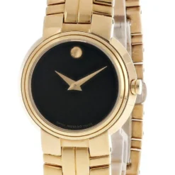 MOVADO Artiko Stainless Steel BLK Dial Gold-Tone Women's Watch 0605711