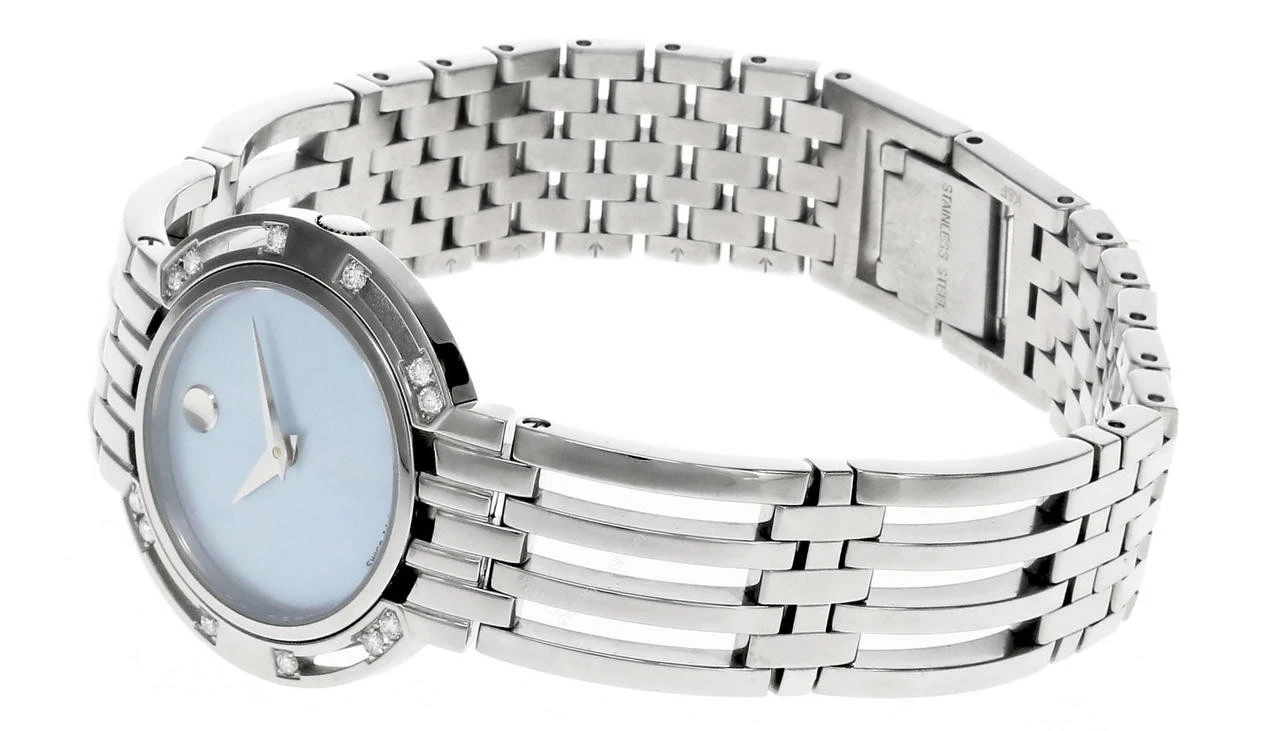 MOVADO Esperanza S-Steel Blue MOP Dial Diamond Bezel Women's Watch 0605292 2 MOVADO Esperanza S-Steel Blue MOP Dial Diamond Bezel Women's Watch 0605292 - Image 2