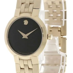 MOVADO Faceto 25MM Quartz Black Museum Dial Gold Women's Watch 0605045