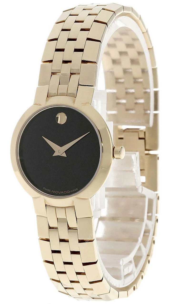 MOVADO Faceto 25MM Quartz Black Museum Dial Gold Women's Watch 0605045 1 MOVADO Faceto 25MM Quartz Black Museum Dial Gold Women's Watch 0605045