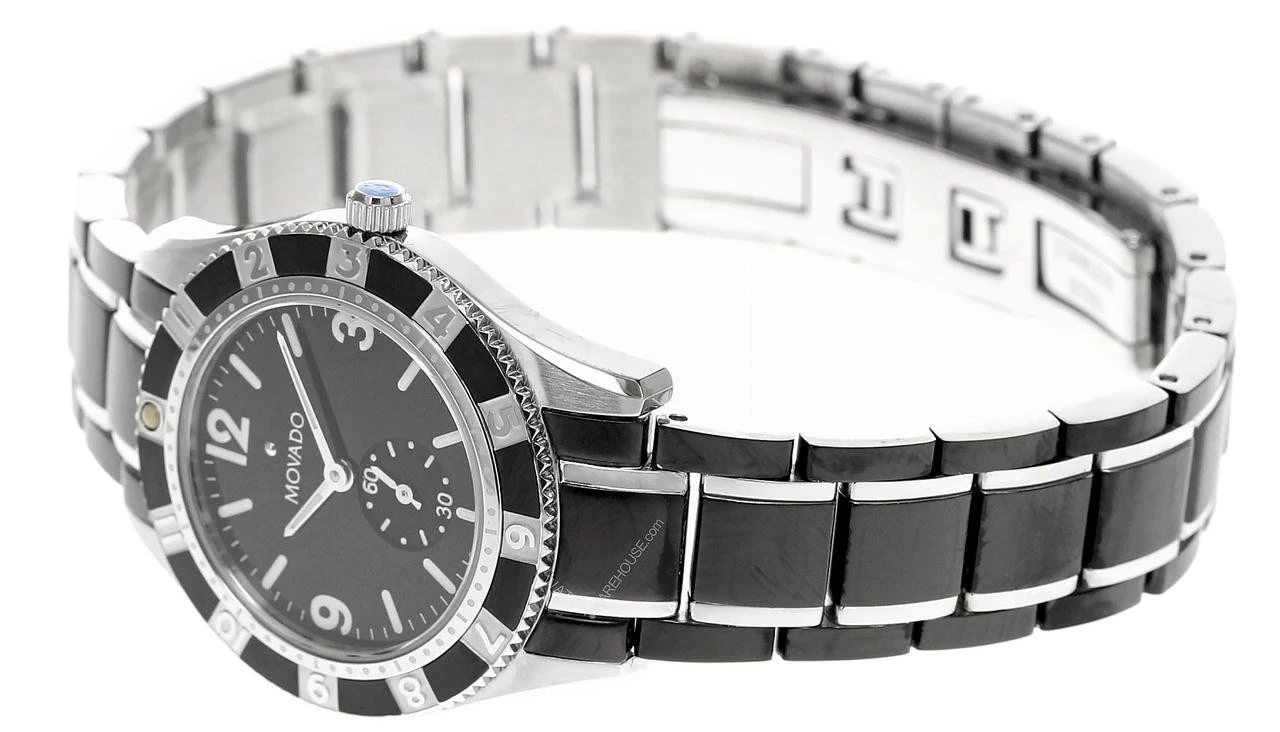 MOVADO Gentry 28MM Quartz SS Black Dial Two-Tone Women's Watch 0605533 2 MOVADO Gentry 28MM Quartz SS Black Dial Two-Tone Women's Watch 0605533 - Image 2