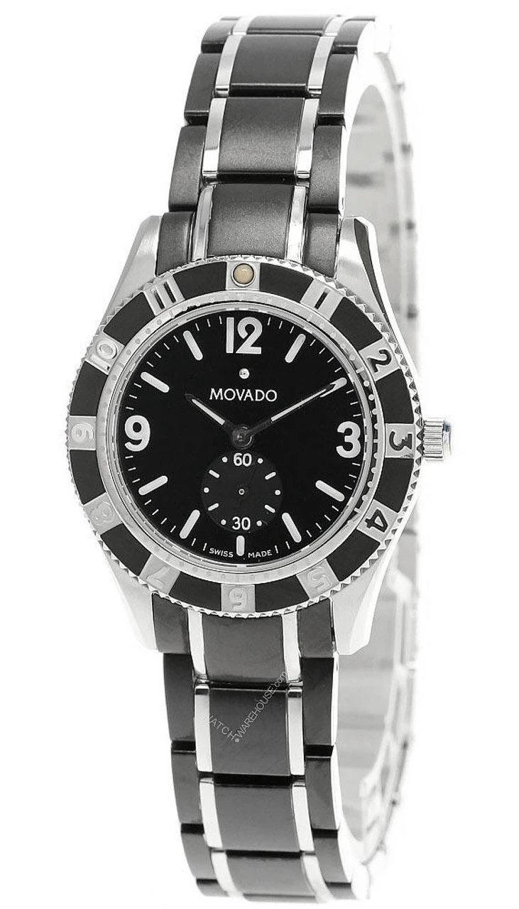 MOVADO Gentry 28MM Quartz SS Black Dial Two-Tone Women's Watch 0605533 1 MOVADO Gentry 28MM Quartz SS Black Dial Two-Tone Women's Watch 0605533