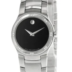 MOVADO Juro S-Steel Black Dial Diamond Bezel Women's Watch 0605032