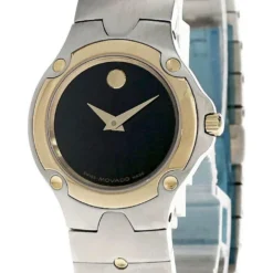 MOVADO Mini Sport SS Black Museum Dial Two-Tone Women's Watch 0604814