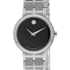 MOVADO Museum 25MM QTZ Stainless Steel Black Dial Women's Watch 0605743