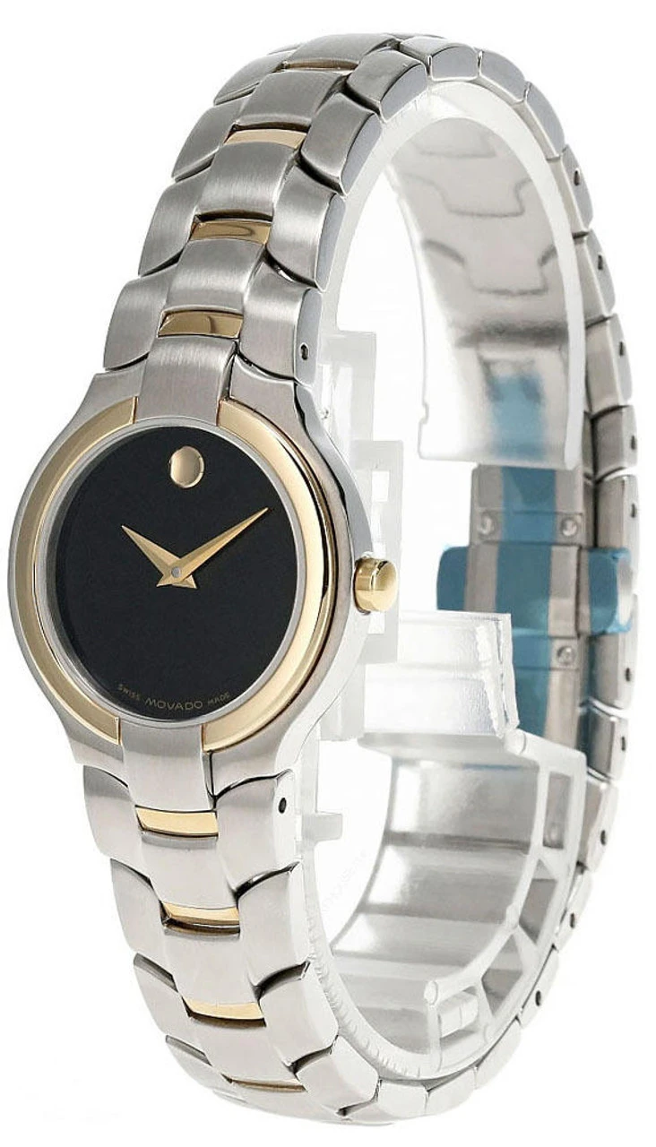 MOVADO Portico 26MM SS Black Museum Dial Two-Tone Women's Watch 0604574 1 MOVADO Portico 26MM SS Black Museum Dial Two-Tone Women's Watch 0604574