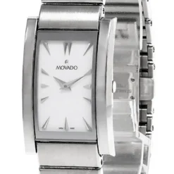 MOVADO Quartz S-Steel White Rectangular Dial Women's Watch 0605561