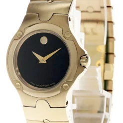MOVADO Sport 26MM Quartz Black Museum Dial Gold Women's Watch 0604726