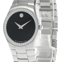 MOVADO Strato 26MM Black Dial Diamond Bezel Women's Watch 0605611