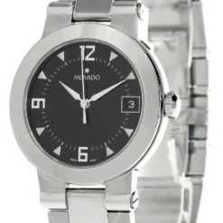 MOVADO Vizio Stainless Steel Black Dial Date Men's Watch 1605695