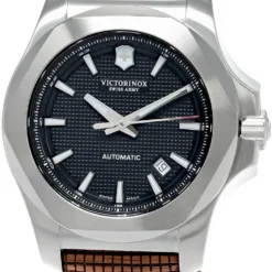 VICTORINOX I.N.O.X. 43MM AUTO Black Dial LTHR Strap Men's Watch 241836